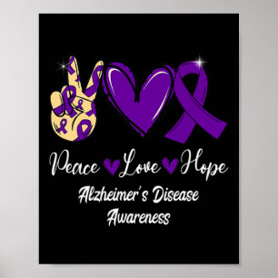 Peace Liebe Hoffnung Lila Ribbon-Alzheimer-Krankhe Poster