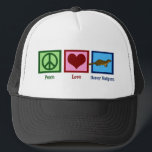 Peace Liebe Honey Badgers Truckerkappe<br><div class="desc">Ein Friedensschild,  ein Herz und ein Honigbein.</div>