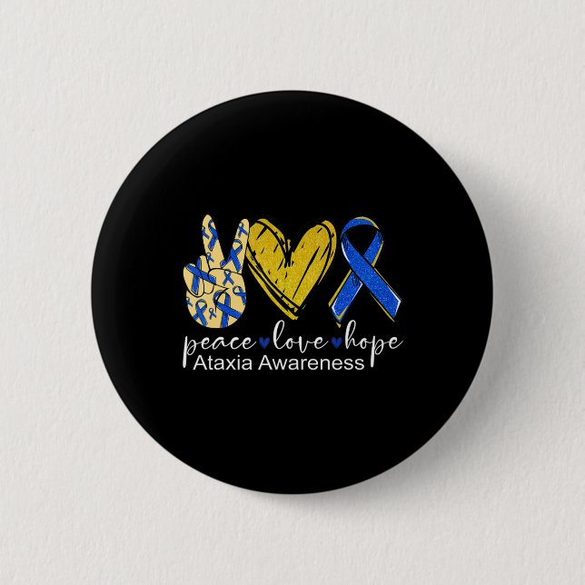 Peace Liebe Hope Ataxixie Awareness Shirt Blue Rib Button (Vorderseite)