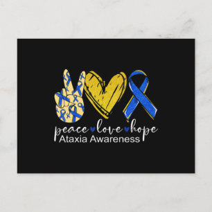 Peace Liebe Hope Ataxixie Awareness Shirt Blue Rib Postkarte