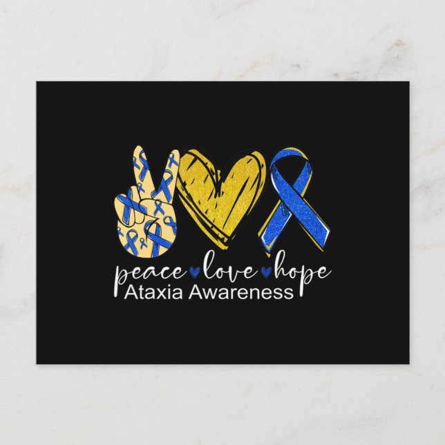 Peace Liebe Hope Ataxixie Awareness Shirt Blue Rib Postkarte (Vorderseite)