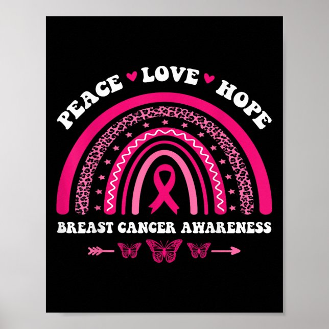 Peace Liebe Hope Breast Cancer Rainbow Emotional P Poster (Vorne)