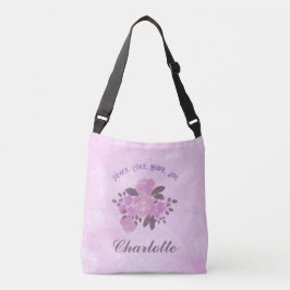 Peace Liebe Hope Freude hinzufügen Ihren Namen Pin Tragetaschen Mit Langen Trägern