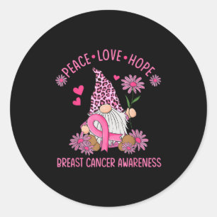 Peace Liebe Hope Gnome Leopard Brustkrebs Awaren Runder Aufkleber