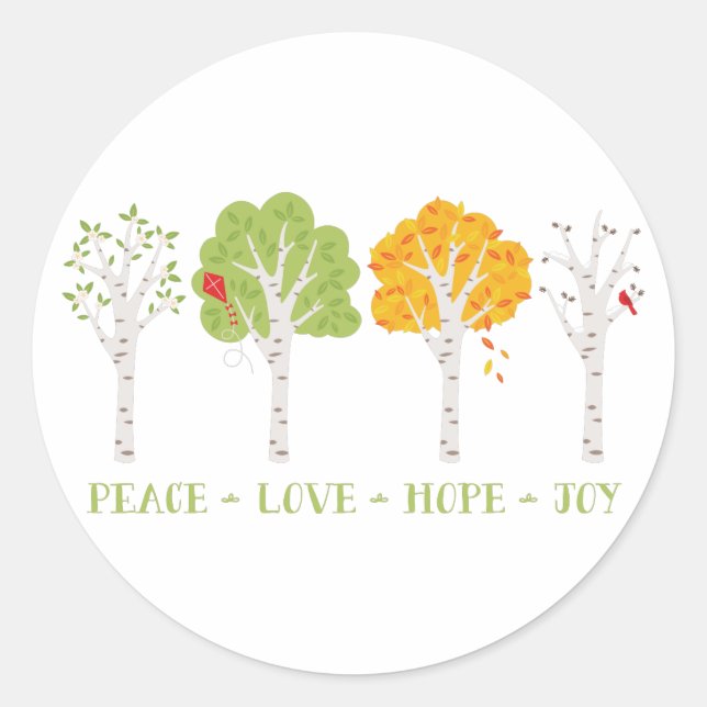 Peace Liebe Hope Joy Runder Aufkleber (Vorderseite)