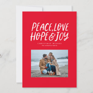 Peace Liebe hope joy white red white Foto Christma Feiertagskarte