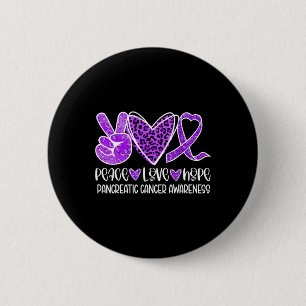 Peace Liebe Hope Leopard Lila Pankreaskrebs A Button