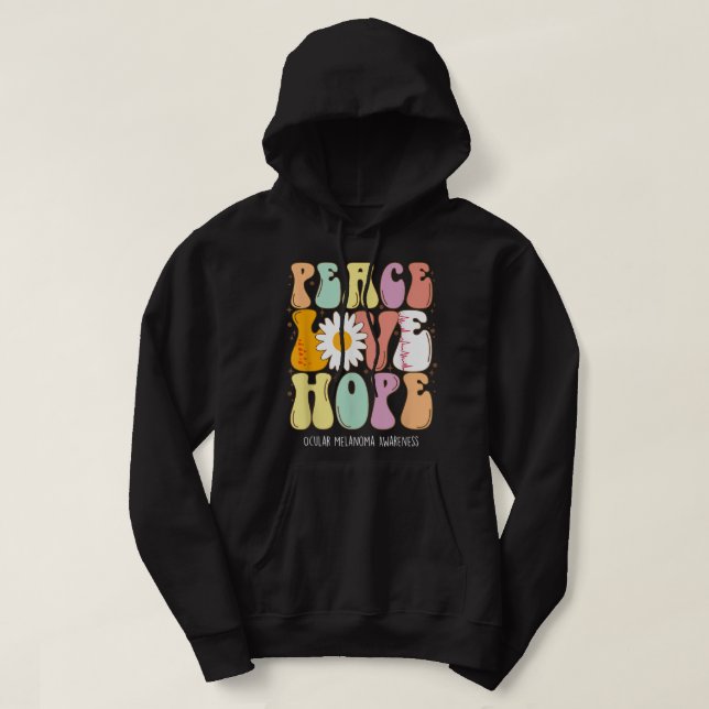 Peace Liebe Hope Ocular Melanoma Awareness Gift Hoodie (Design vorne)