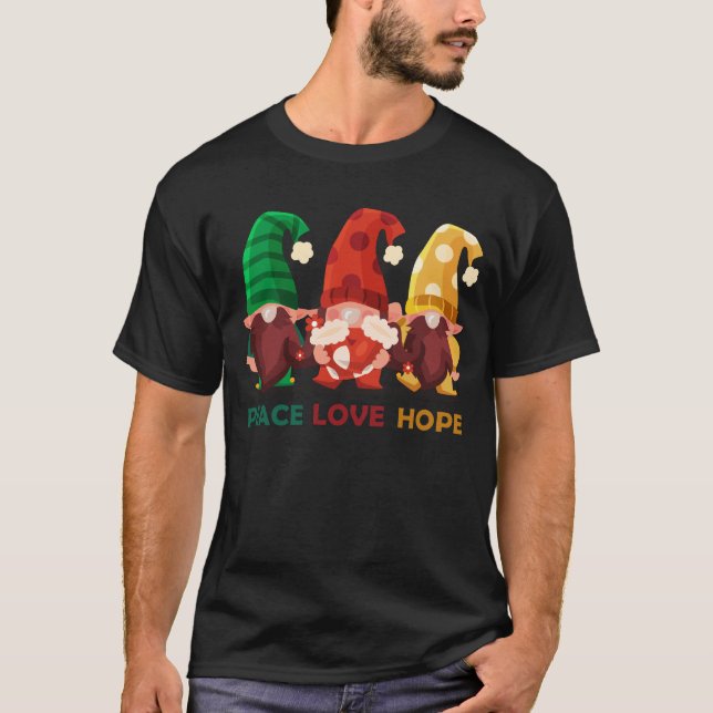 Peace Liebe Hope zwerge Frohe Weihnachten T-Shirt (Vorderseite)