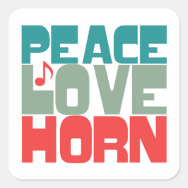 Peace Liebe Horn Quadratischer Aufkleber