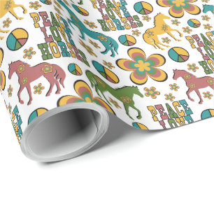 Peace Liebe Horses Wrapping Paper Geschenkpapier