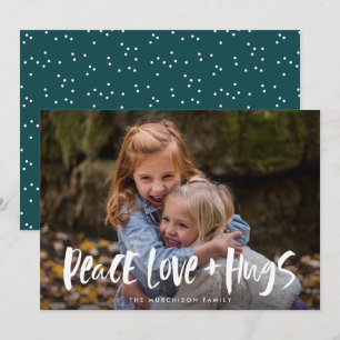 Peace Liebe Hugs Lettern Foto Feiertagskarte