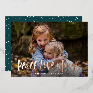 Peace Liebe Hugs Letting Foto Foil Holiday Card Folien Feiertagskarte