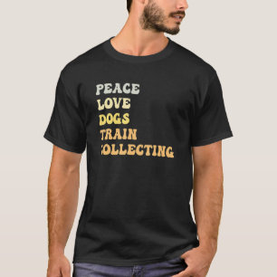 Peace Liebe Hunde Bahn Sammeln Retro T-Shirt