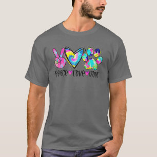 Peace Liebe Hunde Gefärbte Krawatte Dog Paw Mama H T-Shirt