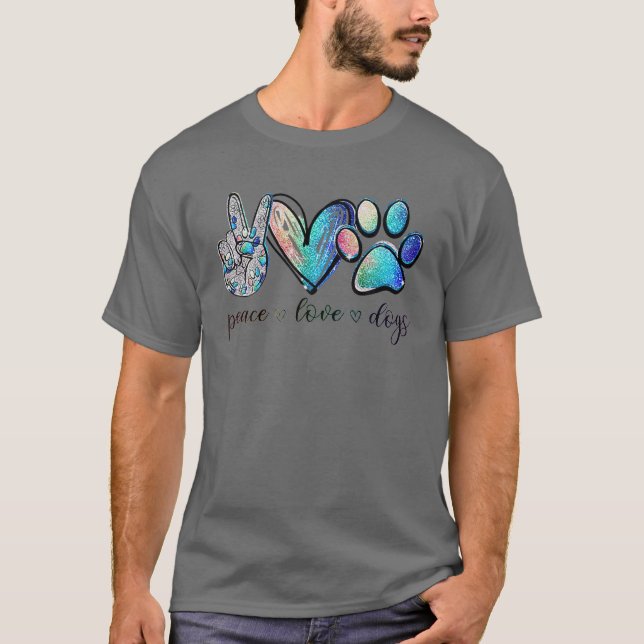 Peace Liebe Hunde Hunde Paw Hunde Liebhaber T-Shirt (Vorderseite)