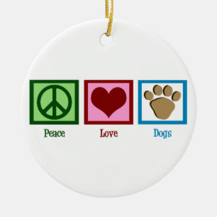 Peace Liebe Hunde Keramikornament