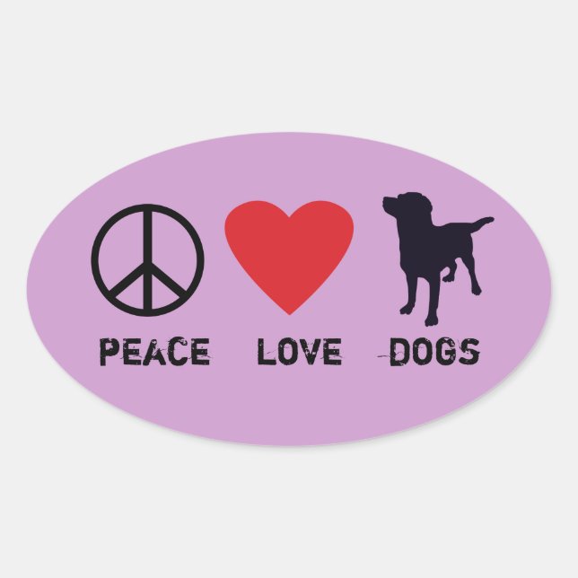 Peace Liebe Hunde Ovaler Aufkleber (Vorderseite)
