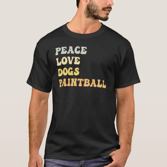Peace Liebe Hunde Paintball Retro T-Shirt (Vorderseite)