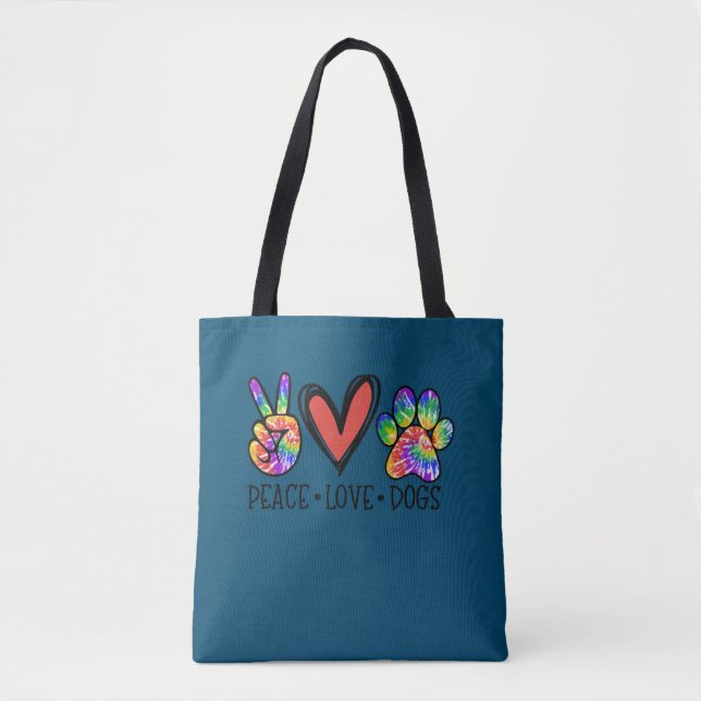 Peace Liebe Hunde Paws Gefärbte Krawatte Rainbow A (Vorderseite)