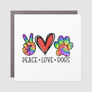 Peace Liebe Hunde Paws Gefärbte Krawatte Rainbow A Auto Magnet
