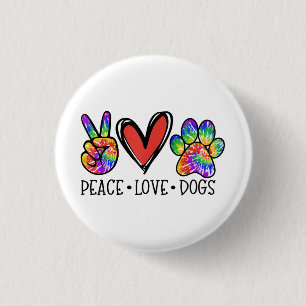 Peace Liebe Hunde Paws Gefärbte Krawatte Rainbow A Button