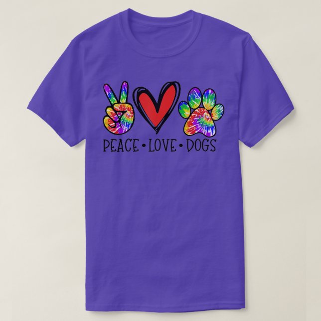 Peace Liebe Hunde Paws Gefärbte Krawatte Rainbow A T-Shirt (Design vorne)