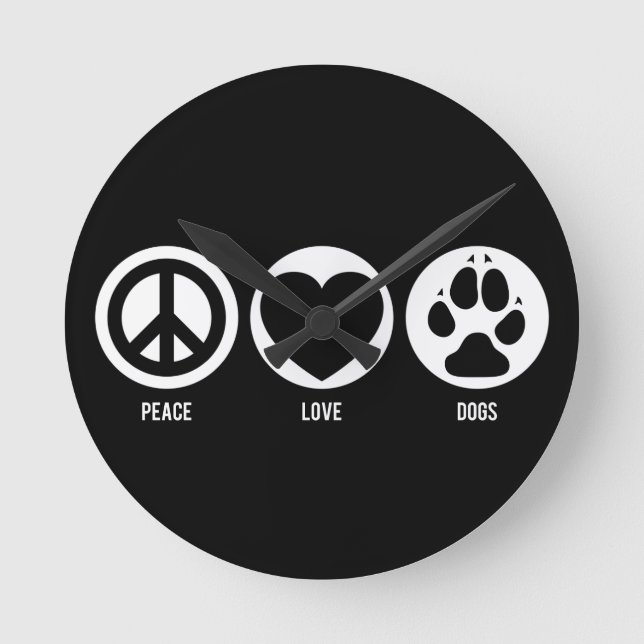 Peace Liebe Hunde Runde Wanduhr (Vorderseite)