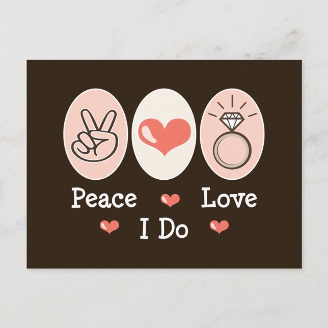 Peace Liebe I Do Wedding Postcard Postkarte (Vorderseite)