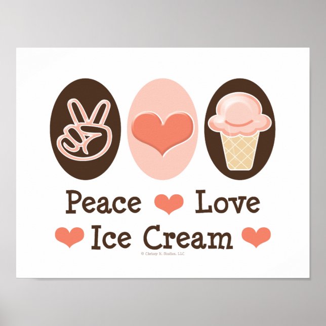 Peace Liebe Ice Cream Poster drucken (Vorne)