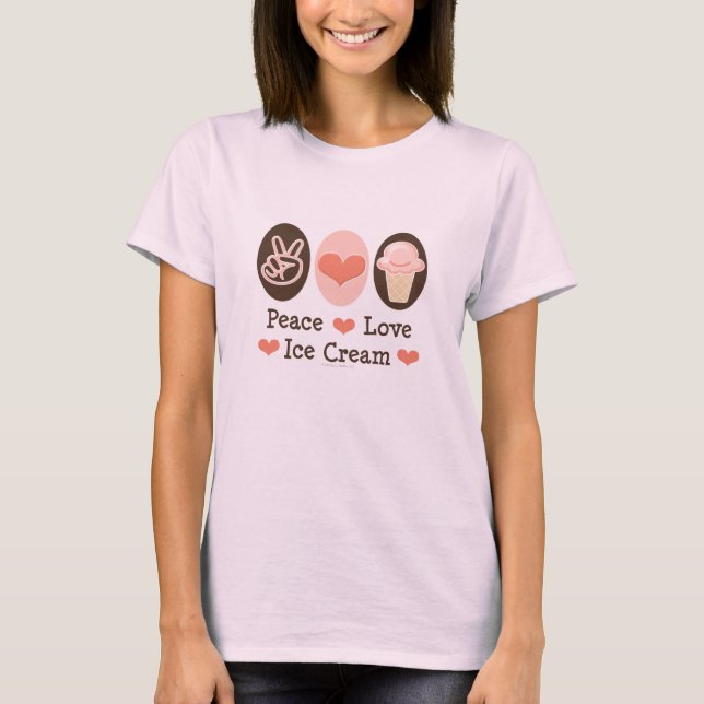 Peace Liebe Ice Creme Bio Tshirt (Vorderseite)