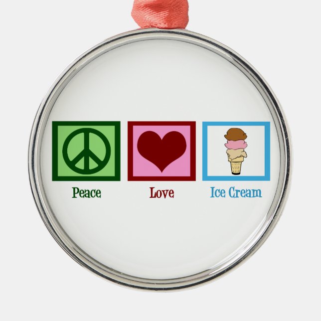 Peace Liebe Ice Creme Ornament Aus Metall (Vorne)