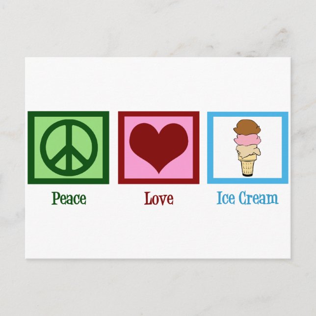 Peace Liebe Ice Creme Postkarte (Vorderseite)