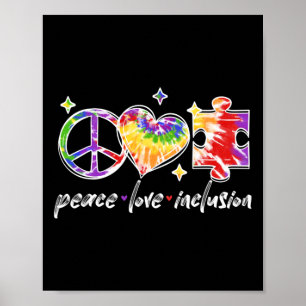 Peace Liebe Inklusion Rainbow Gefärbte Krawatte Au Poster