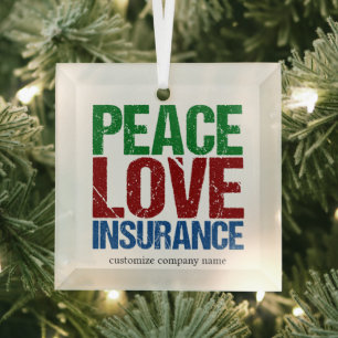 Peace Liebe Insurance Custom Company Weihnachten Ornament Aus Glas