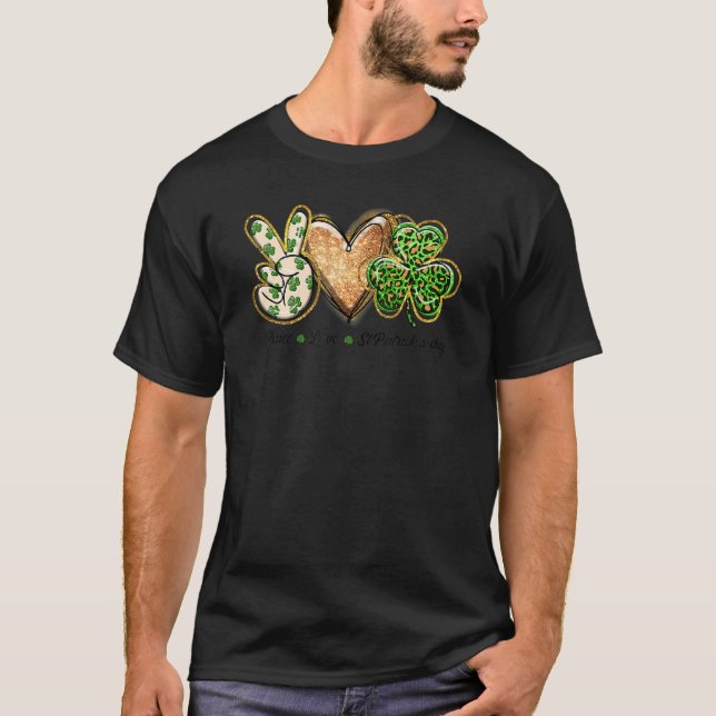 Peace Liebe Irish Niedlich Peace Heart Kleeblatt S T-Shirt (Vorderseite)