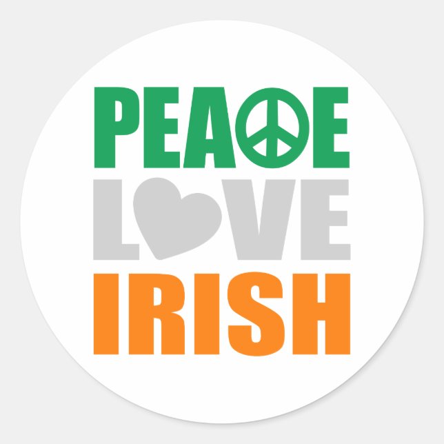 Peace Liebe Irish Runder Aufkleber (Vorderseite)