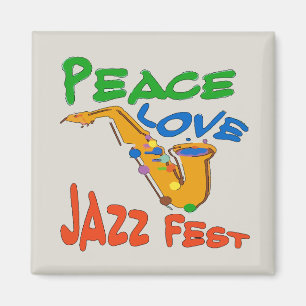Peace Liebe Jazz Fest Sax Magnet