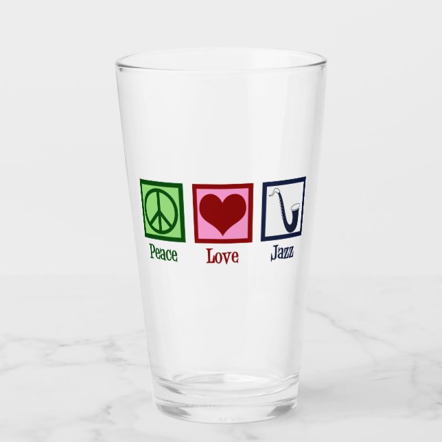 Peace Liebe Jazz Music Saxophon Glas (Vorderseite)