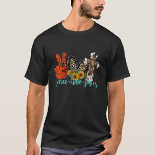 Peace Liebe Jesus Leopard Western Cowhide Sonnenbl T-Shirt