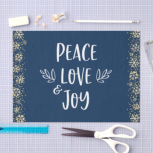 Peace Liebe Joavy Gold Snowflakes Typografie Seidenpapier