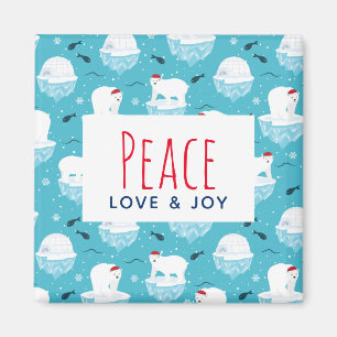 Peace Liebe & JoChristmas Polar Bears Magnet