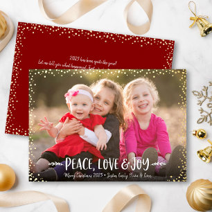 Peace Liebe Jockey Foto Weihnachten Real Gold Folien Feiertagskarte