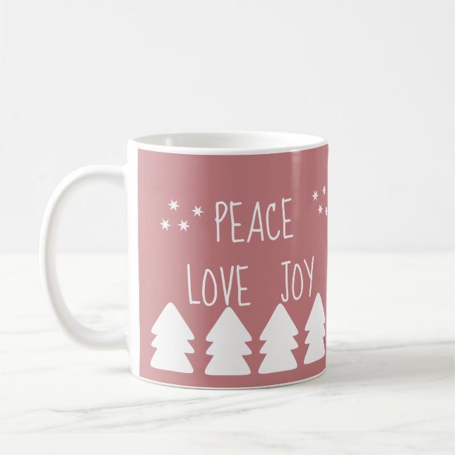 Peace Liebe Join Script Soft Pink Weihnachtskaffee Kaffeetasse (Links)