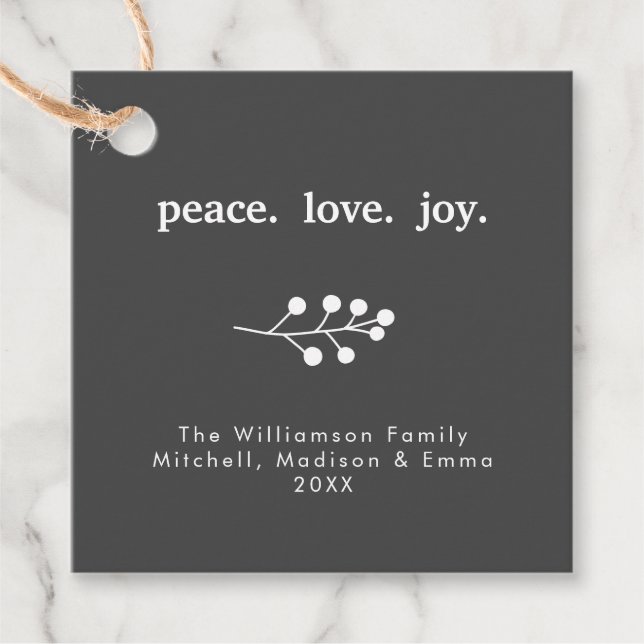 Peace Liebe Joly Holly Berries Weihnachten Geschenkanhänger (Vorderseite)