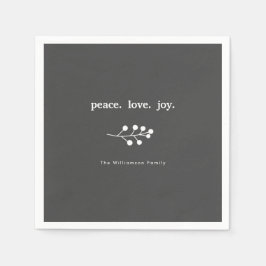 Peace Liebe Joly Holly Berries Weihnachten Serviette