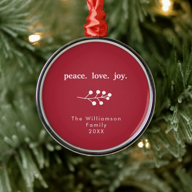 Peace Liebe Joly Holly Berries Weihnachtsfest Weih Ornament Aus Metall (Baum)