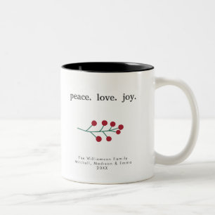 Peace Liebe Joly Holly Berries Weihnachtsfest Weih Zweifarbige Tasse