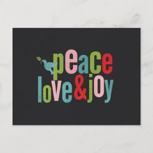 Peace Liebe Joorful Chalkboard Dove Feiertagspostkarte