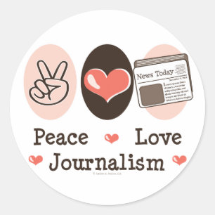 Peace Liebe Journalism Stickers